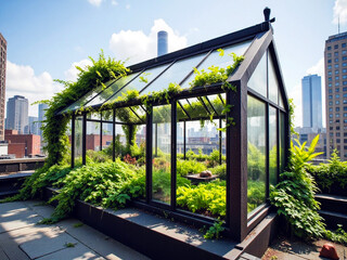 Urban rooftop greenhouse: an oasis among glass and concrete