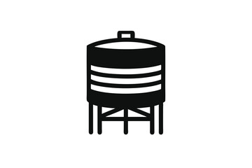 Elevated Water Tank Silhouette Icon for Industrial or Agricultural Use