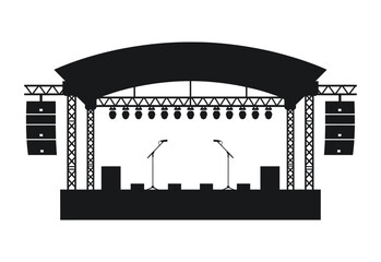 Outdoor concert stage silhouette illustration