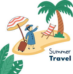 Summer Travel Vibes: Relaxing Beach Scene with Tropical Ambiance