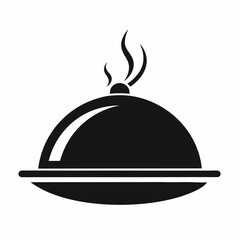 Covered food platter with steam isolated on white background