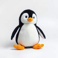 Isolated Penguin Plush Toy on White Background