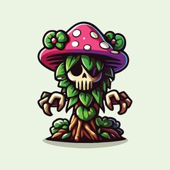 vector style cute unique undead monster mascot illustration