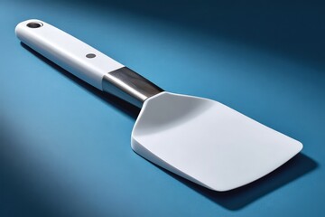 High-quality kitchen spatula on a blue background designed for various cooking tasks and culinary uses