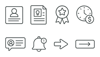 Freelance platform icons set – line, simple and minimal work interface symbols