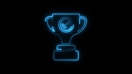 Glowing neon award icon isolated on black background. HD Video motion graphic animation