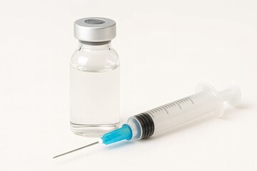 Generic Vaccine Vial with Syringe on White Background