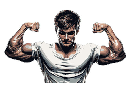 a body builder silhouette Muscular bodybuilder show biceps