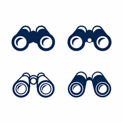 Binoculars Icon Bundle Vector with Flat Search and Exploration Designs.
