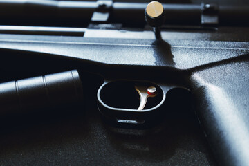 Pistol trigger target close-up sport sports shooter marksman hobby defense firearm rifle ammunition...