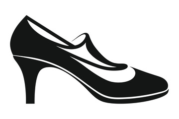 Elegant Black Mary Jane Heel Shoe, Stylish Fashion Footwear Illustration