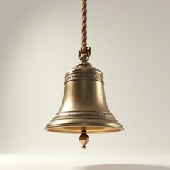 Church Bell Hanging by Rope on White Background
