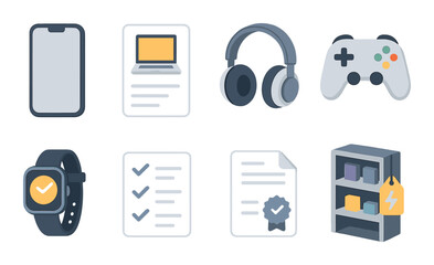 Modern electronics icons set – flat, gadget and device simple symbols for digital design