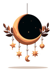 Celestial Moon and Star Cartoon Hanging Decoration Design Element