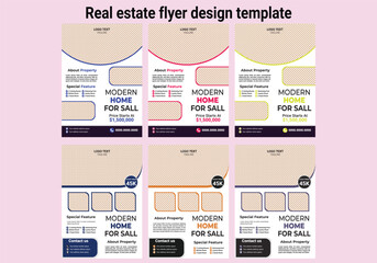 Real Estate Flyer Design bundle, property sale flyer, social media post set template, flyer design for rent. house square template