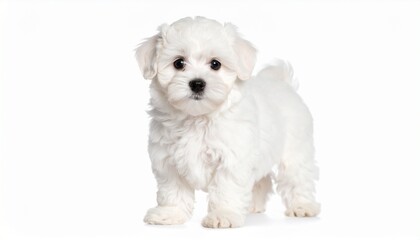 Obraz premium white puppy on white background
