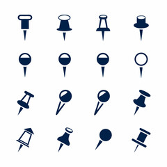 Push Pin and Map Marker Icon Bundle Vector for UI, Planner, and Office Tools.