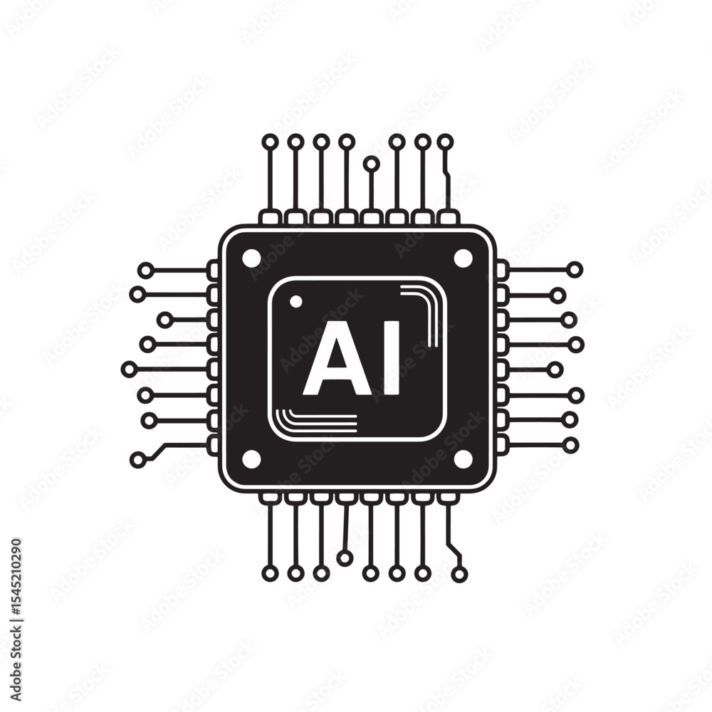 Poster artificial intelligence ai chip processor technology concept of future innovations and smart systems