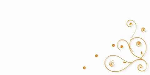 Elegant white backdrop with gold leaf and swirl details, minimalist design,  card,  premium