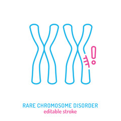 Chromosome disorder icon, pictogram. Structural anomaly and alert symbol.