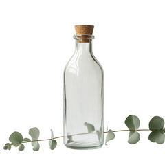 Simple Glass Bottle Mockup with Cork Stopper on white background,png