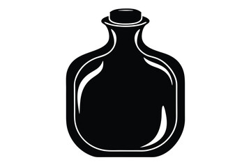 Black Silhouette of a Vintage Style Glass Bottle with Stopper or Cork