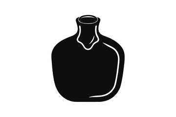 Black Silhouette of a Rounded Decanter Bottle with a Narrow Neck and Opening