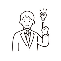 ビジネスマンのシンプルイラスト　ひらめき