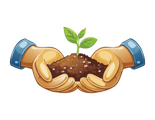 Brown Orange Gloves Holding New Sprout