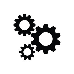 Black Gears or Cogs Icon Set for Settings, Engineering, or Industrial Concepts

