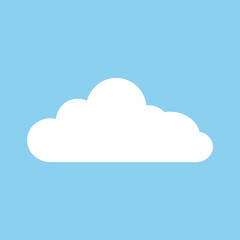 Abstract flat cartoon cloud icon on a blue background. Vector EPS 10.