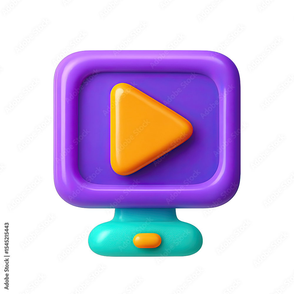 Poster 3d render of a glowing play button icon
