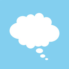Dialog cloud. A speech bubble on a blue background. A chat window for comments and comics. A white cloud. Vector EPS 10.