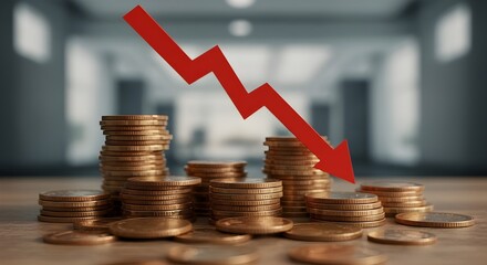 Arrow de abajo con pila de monedas.