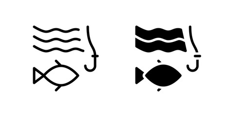 Fishing Icon Set ideal for fishing or sea themes.