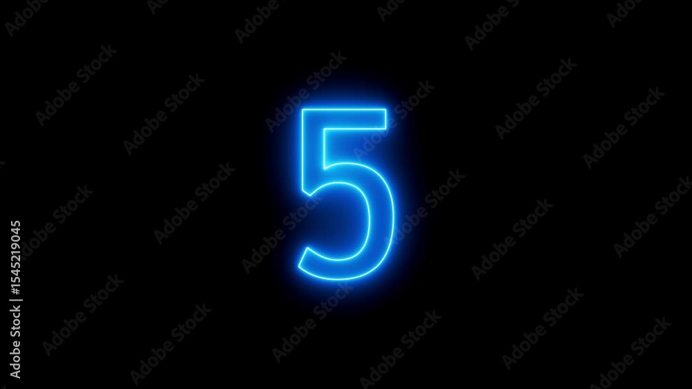 Poster numbers from 0 to 10 countdown in blue circle on neon line and black background. animation on black 