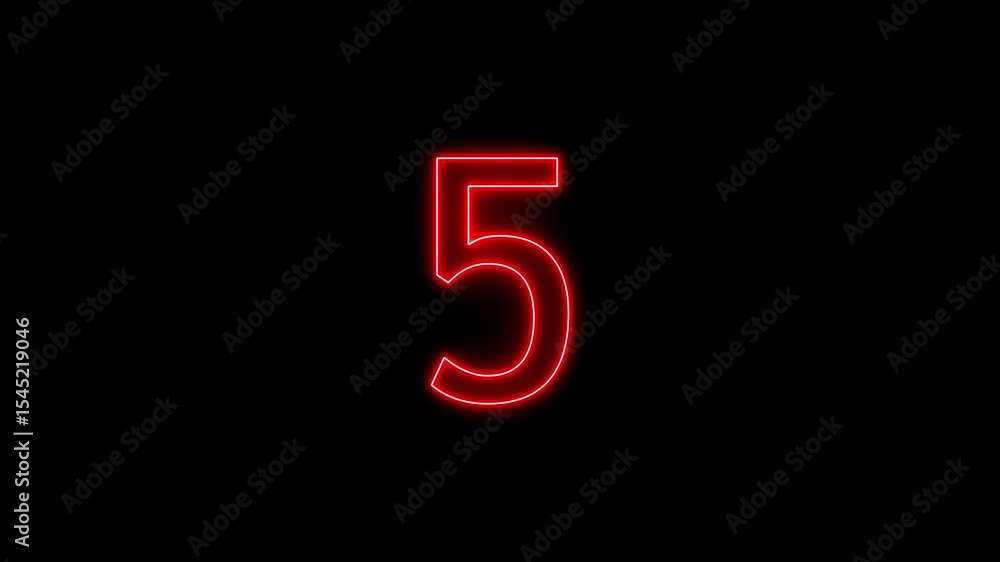 Poster numbers from 0 to 10 countdown in blue circle on neon line and black background. animation on black 