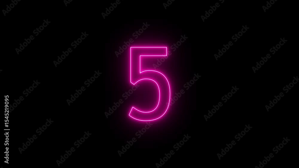 Poster numbers from 0 to 10 countdown in blue circle on neon line and black background. animation on black 