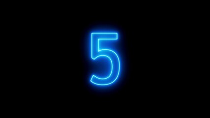 numbers from 0 to 10 countdown in blue circle on neon line and black background. animation on black background. loading orange color animation 4k.