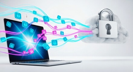 Fototapeta premium Securing Digital Data Protecting Your Information in the Cloud and Online