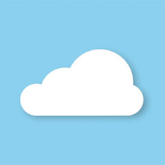 The silhouette of a fluffy cloud with a shadow on a blue background. Design elements for weather forecasting, web interface, or cloud applications for data storage. Vector EPS 10.