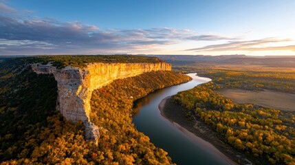 Golden hour canyon river landscape