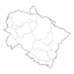 Obraz premium Uttarakhand India state map showing all districts. Detailed black and white vector line art outline. SVG, EPS, PDF for graphic design projects, tourism, cartography, and education