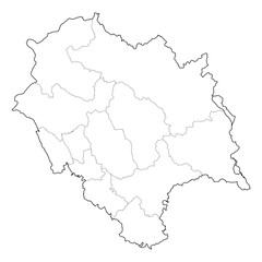 Obraz premium Himachal Pradesh India state map with districts. High-quality black and white vector line art outline. SVG, EPS, PDF for graphic design, travel graphics, cartography, and education