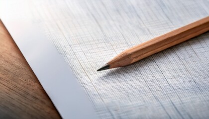 wooden pencil rests on blank sheet of graph paper ready for creative ideas