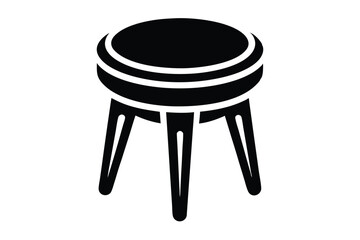 three legged stool silhouette line art vector illustration