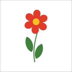 Orange flower with dark center and six petals in flat vector style – minimal botanical design for decorative garden themes, floral prints, or spring-inspired digital elements

