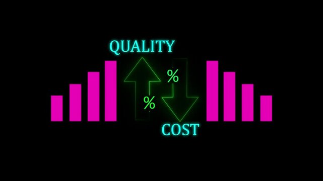 Cost and quality control concept .virtual cost and quality icons to Improve work efficiency for quality control and company cost reduction. Successful organization strategy and management.
