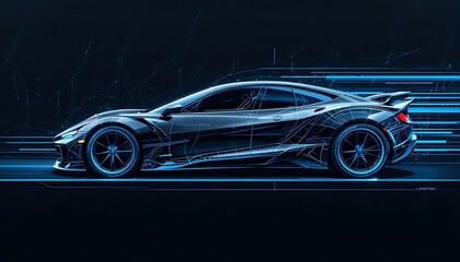 Fototapeta premium Futuristic Sports Car: A Digital Masterpiece