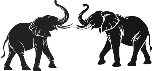 Vector Art of Elephant Silhouette – Black and White Animal Design